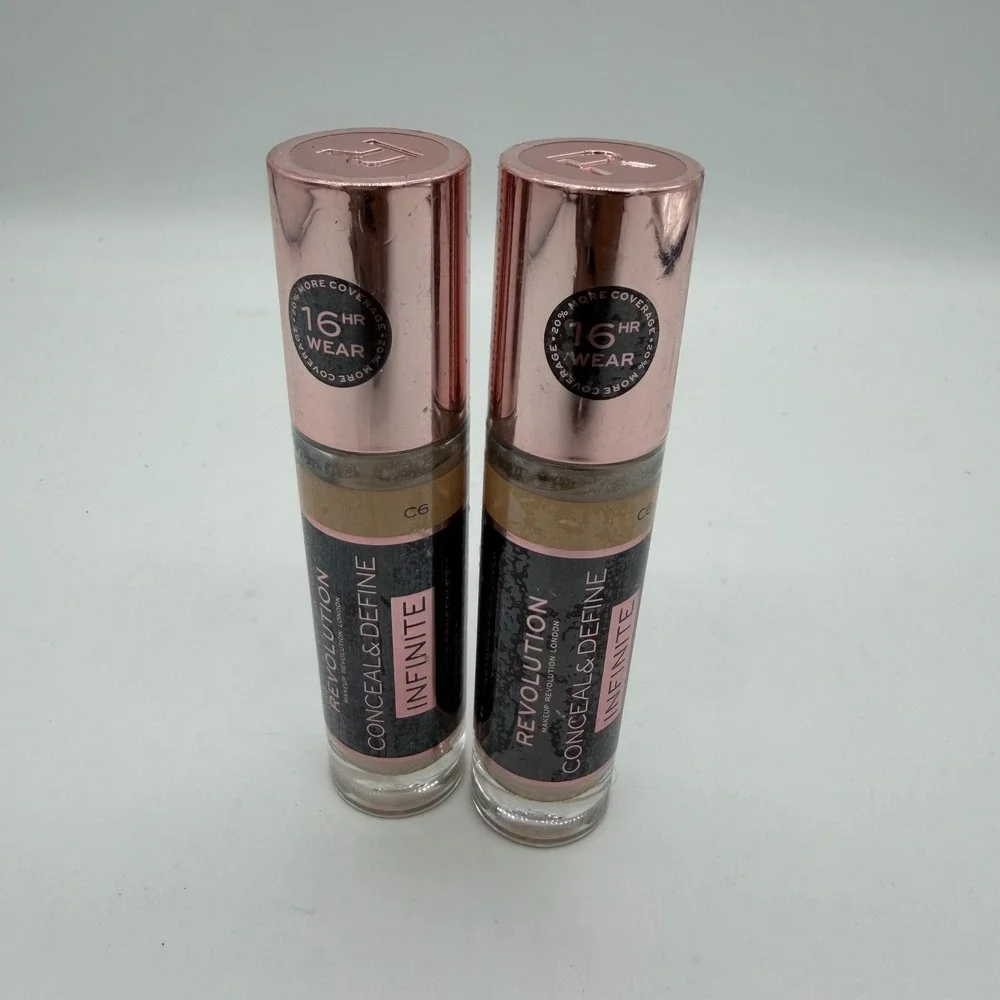 Revolution Conceal & Define Infinite Concealer C6 Lot of 2 16HR Wear 0.30oz Each